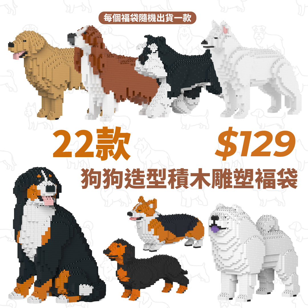 狗狗造型積木雕塑褔袋隨機出貨1款– JEKCA Hong Kong