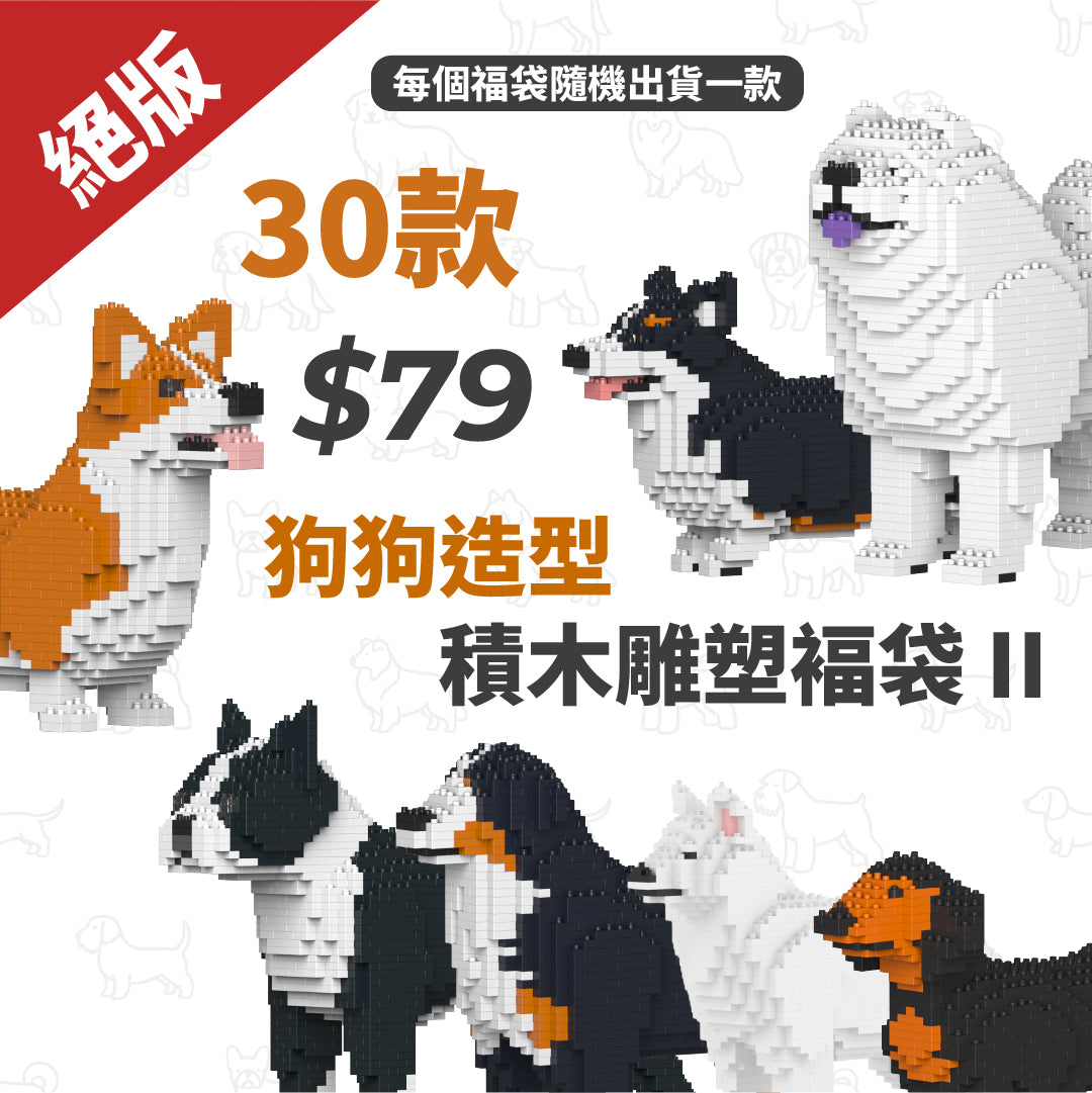 狗狗造型積木雕塑褔袋 II 隨機出貨1款