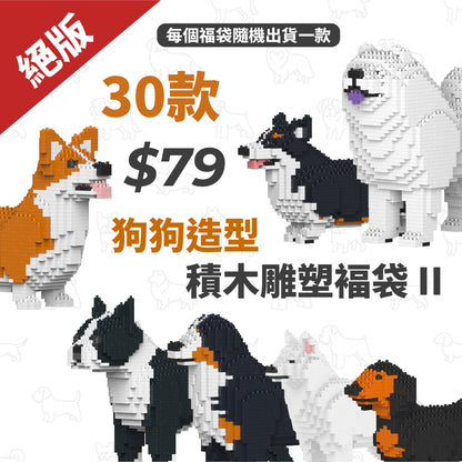 狗狗造型積木雕塑褔袋 II 隨機出貨1款